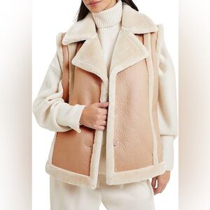 French Connection Womens Belen Faux Fur Trim Vest - Size Large NWT